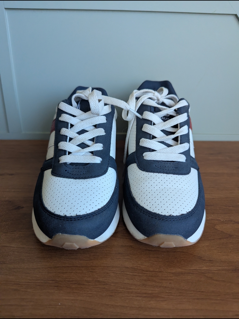 Nautica Kids White and Navy Lace-Up Sneakers - Picture 2 of 6